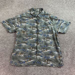 Batik Bay Hawaiian Shirt Mens XL Green Palm Island Rayon Short Sleeve Button up